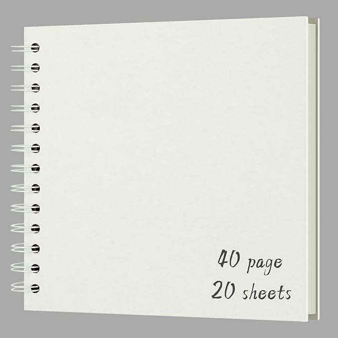 DIY Scrapbook Album 8x8 Inch, Hardcover Kraft Paper Scrap Book Photo Album, Blank Page Memory Scrap Book for DIY Crafts, Traveling, Wedding, Anniversary, Birthday, 40 Pages (20 Sheets), Cream