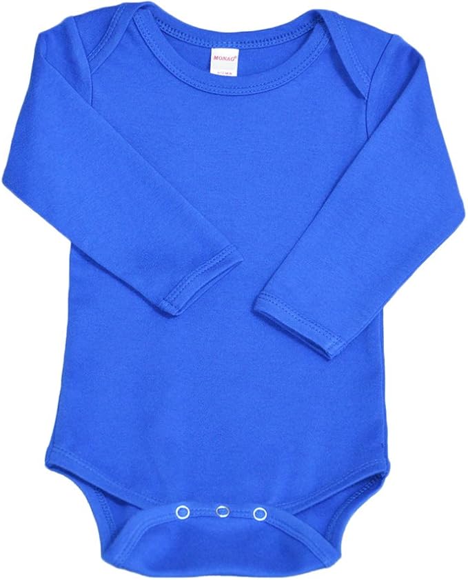 Monag Long Sleeve Baby Bodysuit, Long Sleeve Blank Solid Color Baby One-Piece, 100% Cotton Infant Bodysuit, Creeper