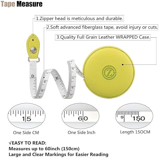 Sewing Tape Measure, Medical Body Cloth Tailor Craft Dieting Measuring Tape, 79 Inch/2 M Dual Sided Retractable Ruler with Push Button Round(1 Pack, Green)