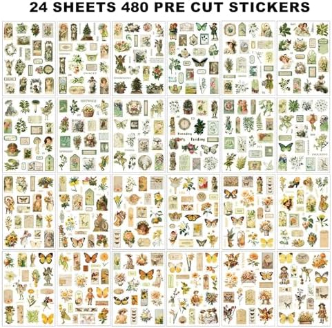 Vintage Scrapbook Stickers 24 Sheets 480 Precut People Stickers for Scrapbooking Washi Sticker for Journaling Vintage Junk Journal Supplies