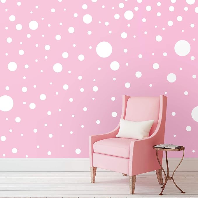 Zonon 264 Pcs White Polka Dot Wall Decals, Circle Vinyl Stickers