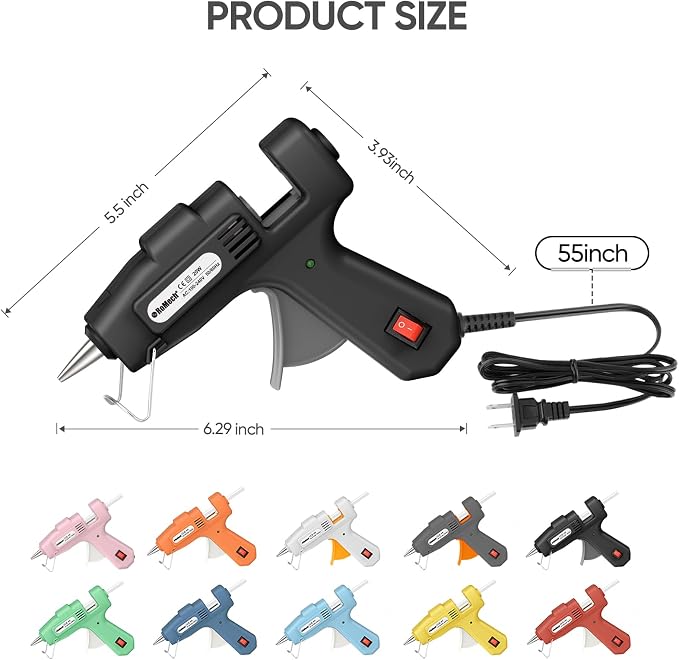 ROMECH 20W Mini Hot Glue Gun Kit, 30 Glue Sticks Set for DIY Crafts, Repair