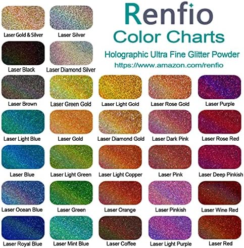 Renfio Holographic Ultra Fine Gold Glitter Powder Metallic Resin Glitter | 2.11 Oz (60g) PET Flakes Crafts Sequins 1/128" 0.008" 0.2mm Epoxy Chips Flakes for Tumblers Slime - Laser Gold