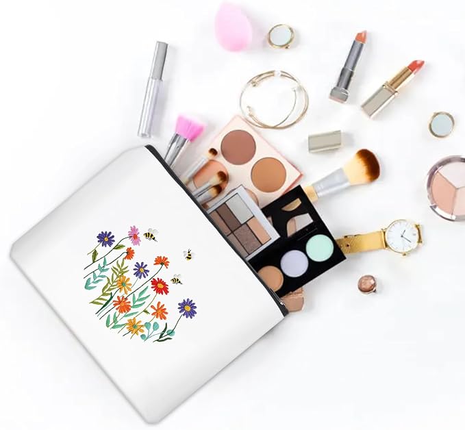 Louise Maelys Embroidery Kit for Beginners Wildflower Canvas Makeup Bag