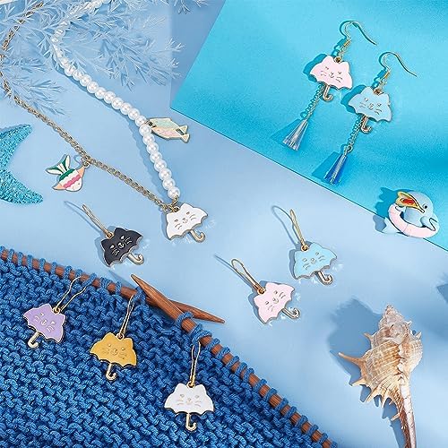 NBEADS 24 Pcs Cat Umbrella Stitch Markers, Enamel Alloy Crochet Stitch Marker Charms Removable Iron Kilt Pin Locking Stitch Marker for Knitting Weaving Sewing Jewelry Making