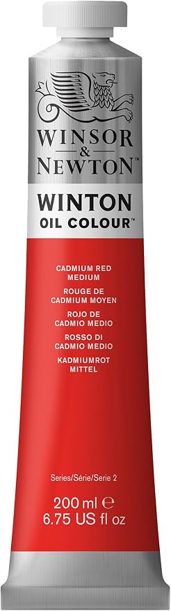 Winsor & Newton Winton Oil Color, 200ml Tube, Cadmium Red Medium | High-quality pigments, Durable, Lightfast, Permanent, Uniform Consistency, Great Pigment Load