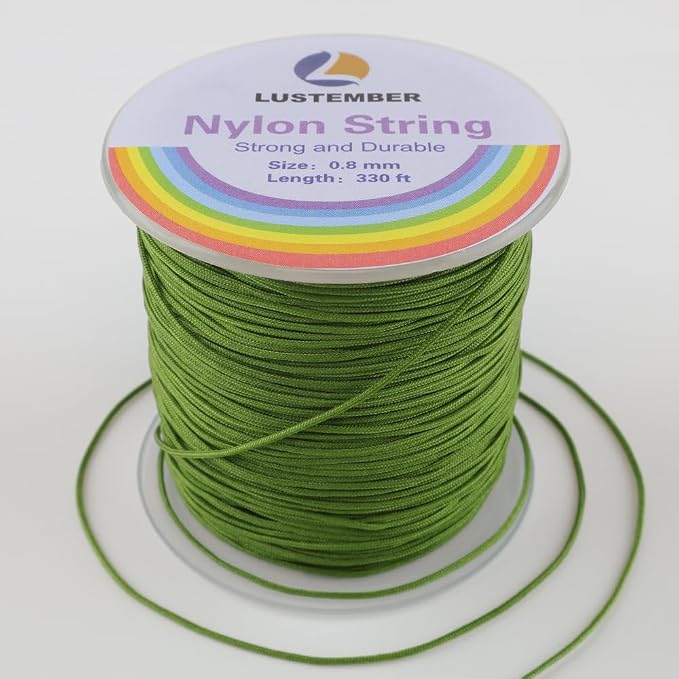 LUSTEMBER 0.8mm Nylon String, Strong Bracelet String, Durable Nylon Cord for Jewelry Making, Bracelets, Beading, Necklaces, Rattail Braiding, Kumihimo, Wind Chimes, Blinds and Handicrafts