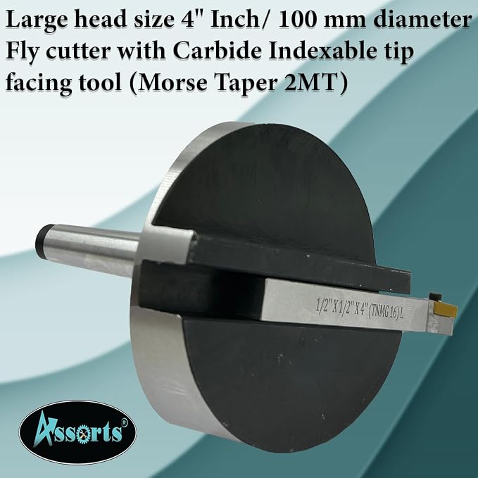 Large head size 4" Inch/ 100 mm diameter Fly cutter with Carbide Indexable tip facing tool (Morse Taper 2MT)