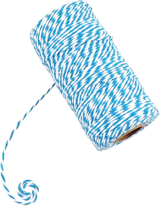 jijAcraft Blue and White Twine String, 328 Feet Christmas Bakers Twine String, 2MM Heavy Duty Packing String for DIY Crafts, Christmas Decoration, Gift Wrapping, Craft Wrapping