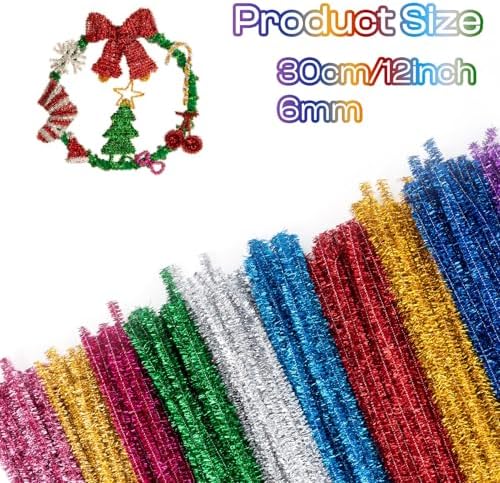 Caydo 200PCS Glitter Pipe Cleaners for Creative Art and Craft Projects