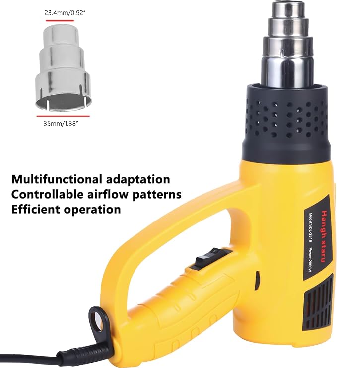 Heat Gun 2000W Fast Heating Hot Air Gun, 140℉-1112℉ Variable Temperature with 2 Speed Settings, Overheat Protection, 4 Nozzles for Shrink Wrapping, DIY Crafts, Home Repair