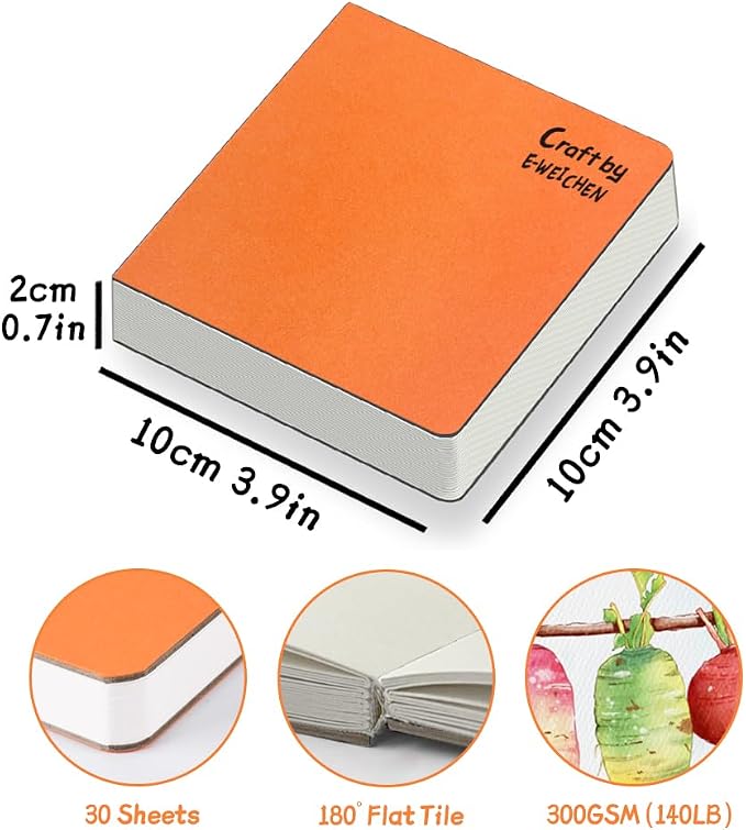 Watercolor Sketchbook 3.9x3.9 Inch 30 Sheets Mini Travel Journal Sketchbook