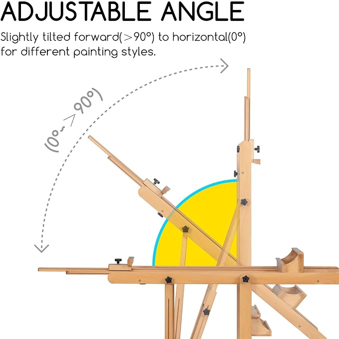 MEEDEN Extra Large Heavy-Duty H-Frame Studio Easel - Solid Beech Wooden Artist Professional Easel, Painting Art Easel Stand with 4 Premium Locking Silent Caster Wheels, Hold Max 82"
