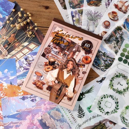 Scrapbook Stickers Book - 400 Aesthetic Pre-Cut People & Washi Stickers for Journaling Junk Journaling Sticker