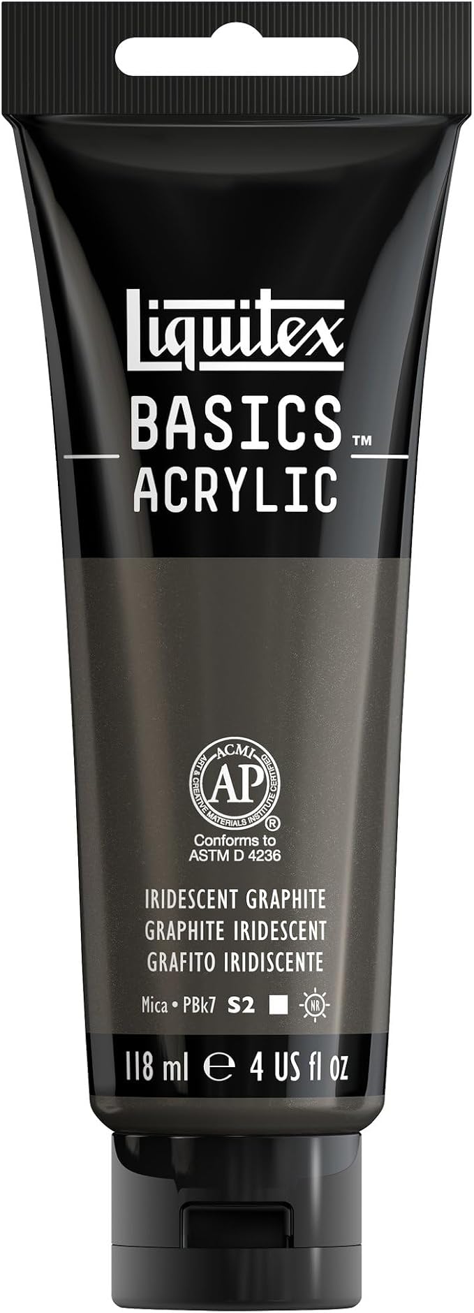 Liquitex BASICS Acrylic Paint, 4-oz Tube, Iridescent Graphite | Medium Viscosity, Satin Finish, Lightfast, Fine Art Pigments, Range of Opacities, Easy Blending