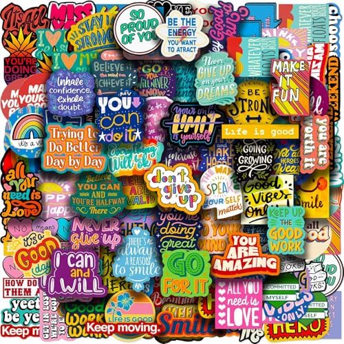 DothRayan 100PCS Inspirational Positive Affirmation Stickers, Motivational Stickers for Teens Adults Students Vinyl Decals for Water Bottles Laptop Skateboard