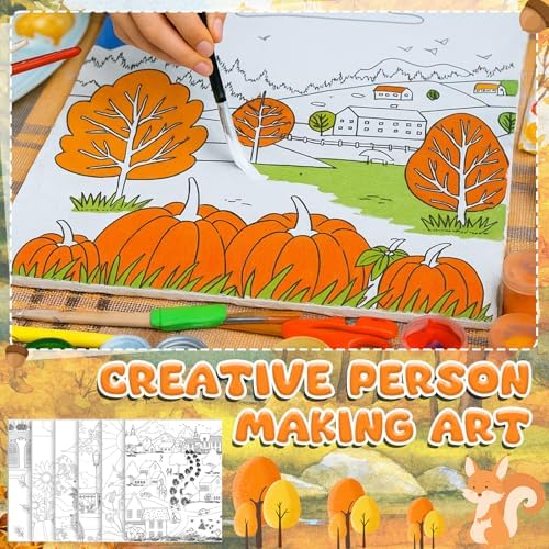 Sherr 20 Pcs Autumn Pre Drawn Canvas for Painting for Adults