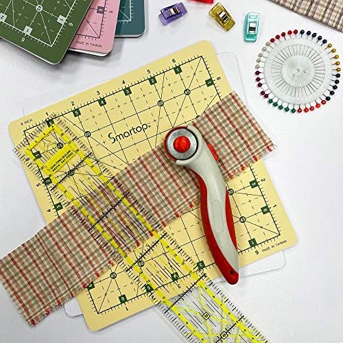 SMARTOP 14"x14" Rotating Self Healing Cutting Mat, Non-Slip Non-Reflective, Good for Quilting, Sewing, Crafts, Scrapbooking, Molandi Yellow