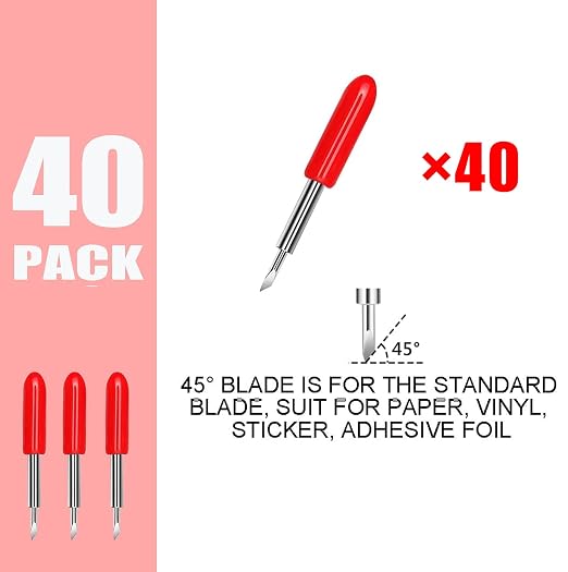 THANMAO 40 Pcs Standard Replacement Blades Compatible with Explore Air 2/Air 3/Explore 4/Maker/Maker 3/Maker 4 Cutting Machines (Red 45 Degree Standard Fine Point Blades)