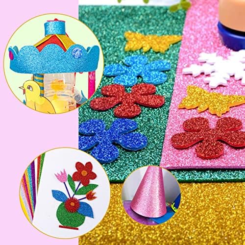 10 Sheets Glitter Paper Sheet for Crafts, A4 Cardstock Self-adhesive Paper for Memorial Flag Independence Day Juneteenth Construction Scrapbook Father's Day Card Decoration (Blue)