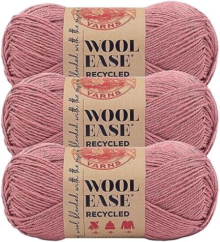 Lion Brand Yarn, Wool-Ease Recycled Crochet Yarn, Terracotta, Pink, 3 Pack