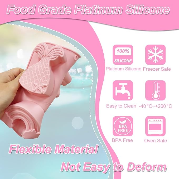 2 Pack Silicone Soap Molds, 4 Cavities Unicorn Star Rainbow Mermaid Tail Shaped Making Mold, Perfect for Handmade Soaps Lotion Bar Bath Bombs Ice Cube Chocolate Jelly Cake Making