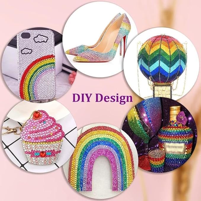 30000Pcs Resin Rhinestones for Crafting, Multicolor 2/3/4mm Flacktback Gems with 3Pcs B7000 Jewelry Glue, Bedazzling Crystal for DIY Crafts Clothing Tumblers Mugs Shoes Fabric Nail Art