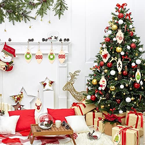 Queekay 50 Pcs Unfinished Wood Christmas Light Bulb Ornaments,Wood Color