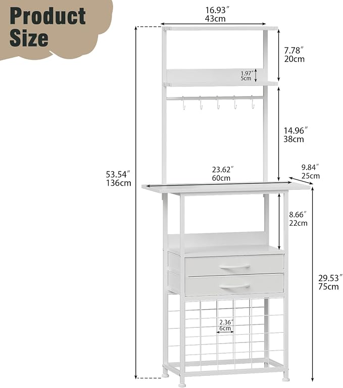 VENNQD Stand Compatible with Cricut Maker and Cricut Explore Air Series Craft Organizers and Storage with 2 Fabric Drawer and Shelves Crafting Table with Vinyl Roll Holder Workstation, White