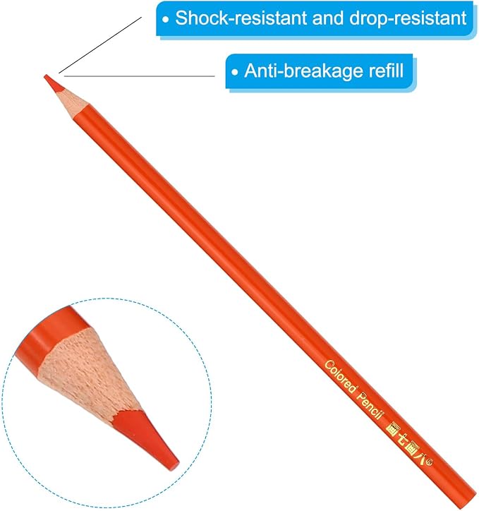 PATIKIL Orange Colored Pencils Set,12 Pcs Oil Color Pencils Wooden Coloring Drawing Pencil for Artists Art Painting