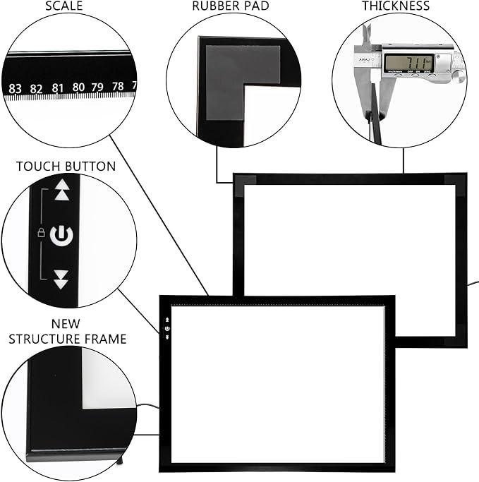 HSK A1 LED Artist tracing Light Box Copy Table, Adjustable High Brightness Light Pad for Tatto Drawing, Sketching, Animation,Diamond Painting Accessories