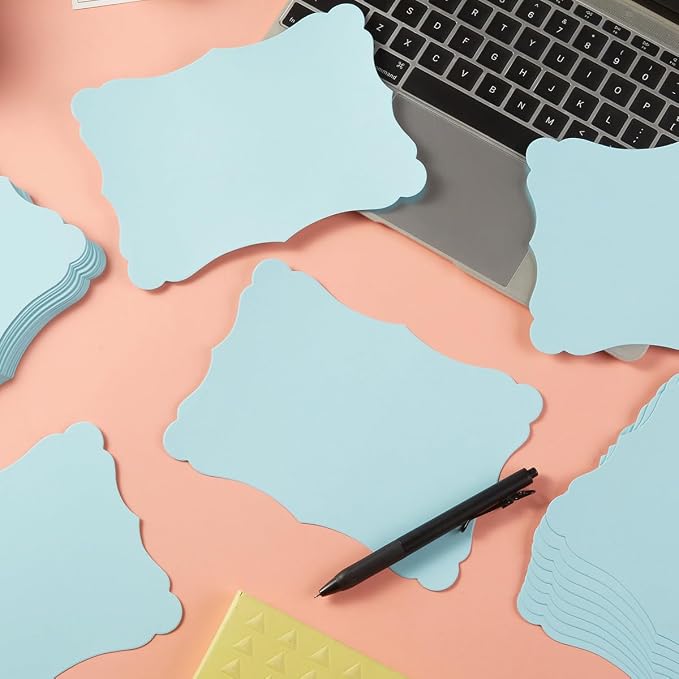 50 Pack Blank Kraft Greeting Cards, Light Blue, 4x6IN