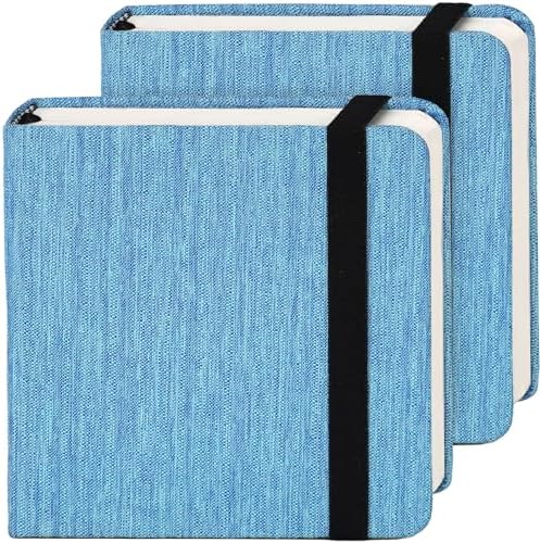 Funto Watercolor Journal 2 Pack, 4.7”x4.7” 48 Sheets Total, 100% Cotton Cold Press Paper 300gsm/140lb, Acid-Free Sketchbook Set for Practice & Class (Deep Blue)