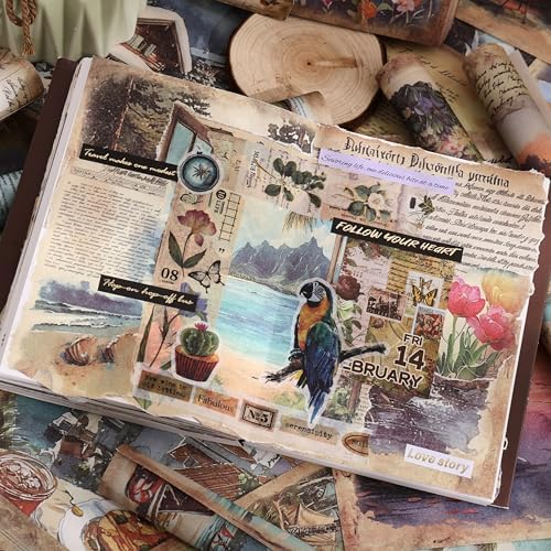 160 Sheets Vintage Scrapbook Paper Set - 8 Nature Impressions Themed Aesthetic Natural Scenery Patterns, Journaling Scrapbooking Supplies Craft Decoupage Papers Kit, for Junk Journals Collage Making