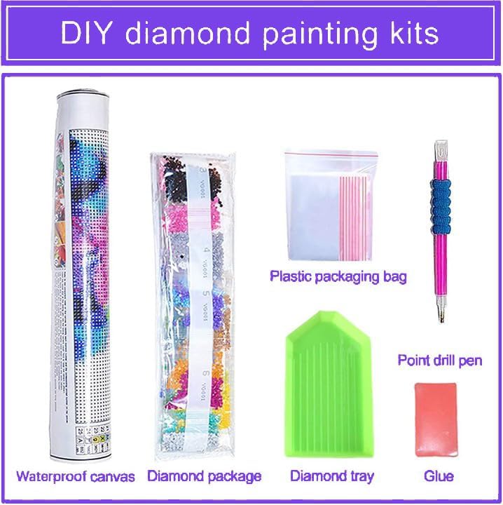 ajepon Butterfly Diamond Painting Kits for Adults - Stained Glass Butterfly Diamond Art Kits for Adults, Butterflies Gem Art Kits for Gift Home Wall Decor (14x14inch)