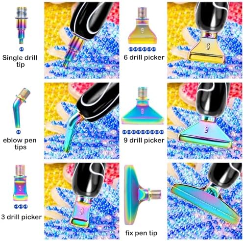 Diamond Art Pens Diamond Art Tools Painting Pen with Screw Metal Tips Multi-placer Tool Accessories for Adults Gem Rhinestone Picker Stylus Black White