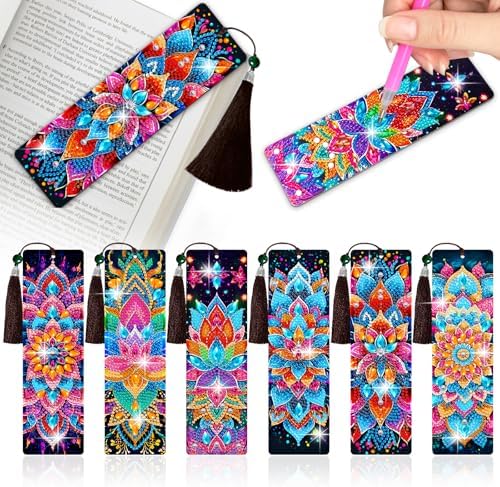 Wivico 6Pcs Diamond Painting Art Bookmarks Kits, Pearl Art Kits for Adults.