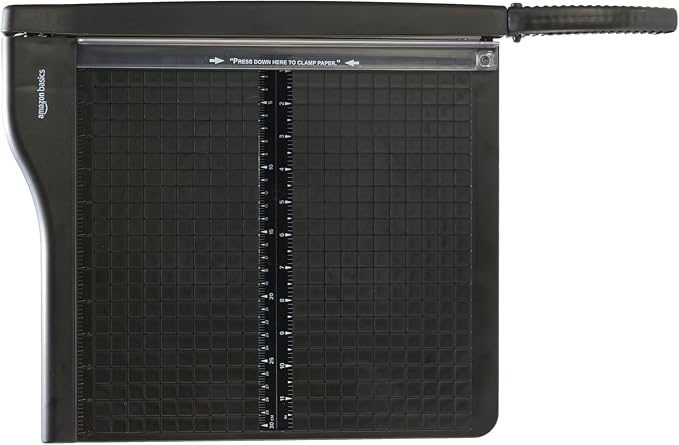 Amazon Basics Paper Trimmer Cutter for Office and Crafts, Heavy-Duty, Portable Guillotine Paper Cutter with Blade Lock, 12-Inch, 10-Sheet Cardstock, Photos
