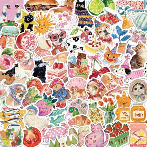 200PCS Vintage Aesthetic Stickers Pack Cute Scrapbook Stickers Holographic Journaling Scrapbooking Supplies Accessories