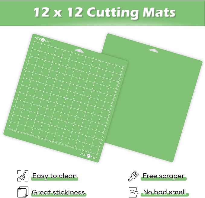 HTVRONT Standard Stickness Cutting Mats, 12x12, 2 Pack | Compatible with Cricut Maker 3/Maker 4/Maker/Explore 3/4/5/Air 2/One, Standard Adhesive, Sticky Green