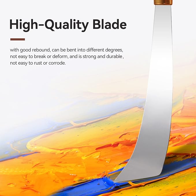 3 Pieces Palette Knife Set Stainless Steel Spatula palette knife for oil painting acrylic painting, Lightwish Painting Knife with Wood Handle for Artist Painting supplies