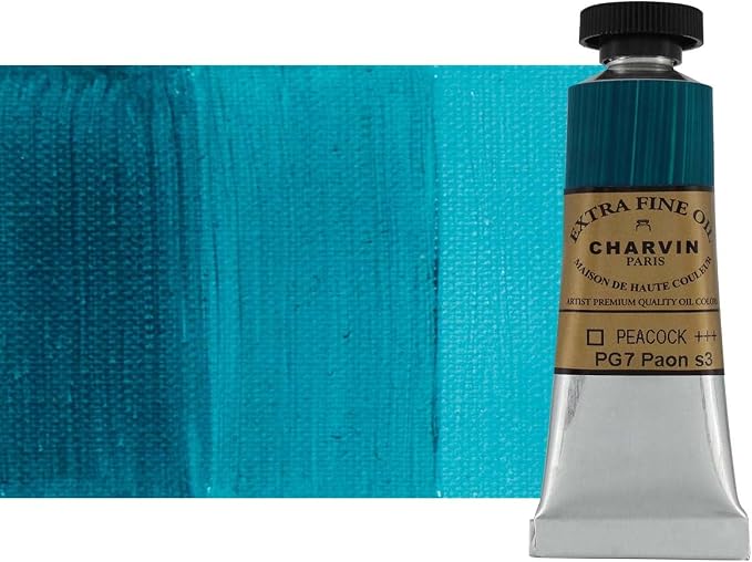 Charvin Extra Fine Oil Paint, Peacock Green 20 ml - Triple-Milled, Rich Texture, Poppy Oil-Based, Light-Fast, Handmade, Archival Quality