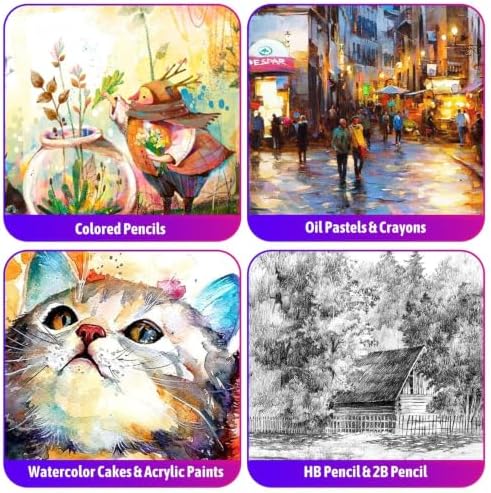 iBayam Art Supplies, 195-Pack Deluxe Drawing Painting Kit, 3 Sketchbook Set