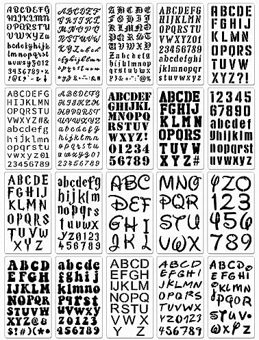 20 Pieces Letter Stencils Reusable Letter Stencils for Painting on Wood, Plastic Alphabet Numbers Stencils, Letter Stencil Template for Notebook, Journal, Scrapbook Decorations (20 Letter)