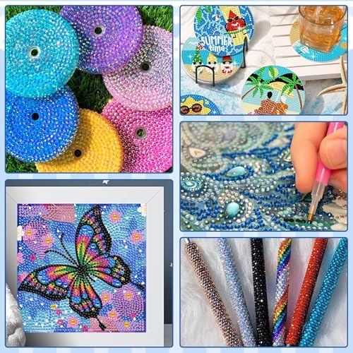 32 Colors 32,000 PCS Acrylic Diamond Painting Beads, Flat Bottom Round Rhinestones for 5D DIY Craft, Boxed with DMC Color Codes