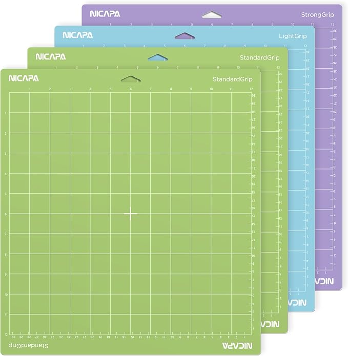 12x12 inch Cutting Mat for Cricut Maker 3/Explore 3/Maker/Air /2/One (4pack-2x Standard、Light、Strong) Adhesive&Sticky Non-Slip Flexible Square Gridded Variety Cut Mats Set