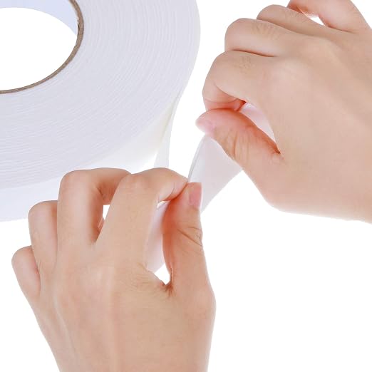 Tatuo 2 Rolls Double Sided Foam Tape for Mounting,1 Inch by 50 Feet,White