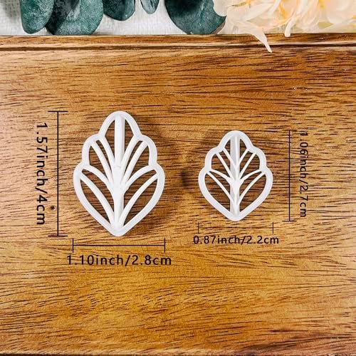 Xaekicr Polymer Clay Cutters Leaf & Feather Shapes – 2 Sizes Clay Earring Cutters for Polymer Clay Jewelry, Molds and Tools for DIY Dangle Earrings