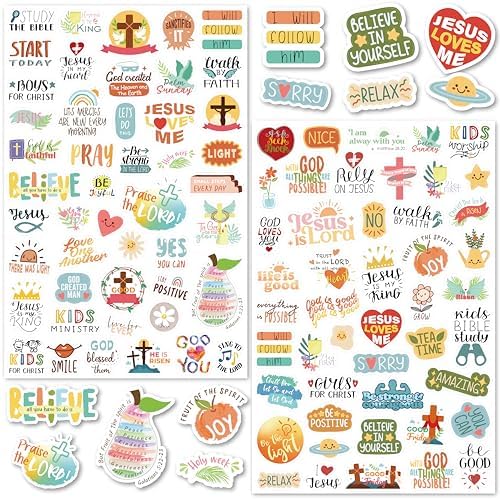LINAYE 24 Sheets Christian Jesus Stickers for Kids Adults, Waterproof Adhesive Inspirational Jesus Faith Religious Bible Verse Stickers Bulk for Boys Girls Kids Version 2.0