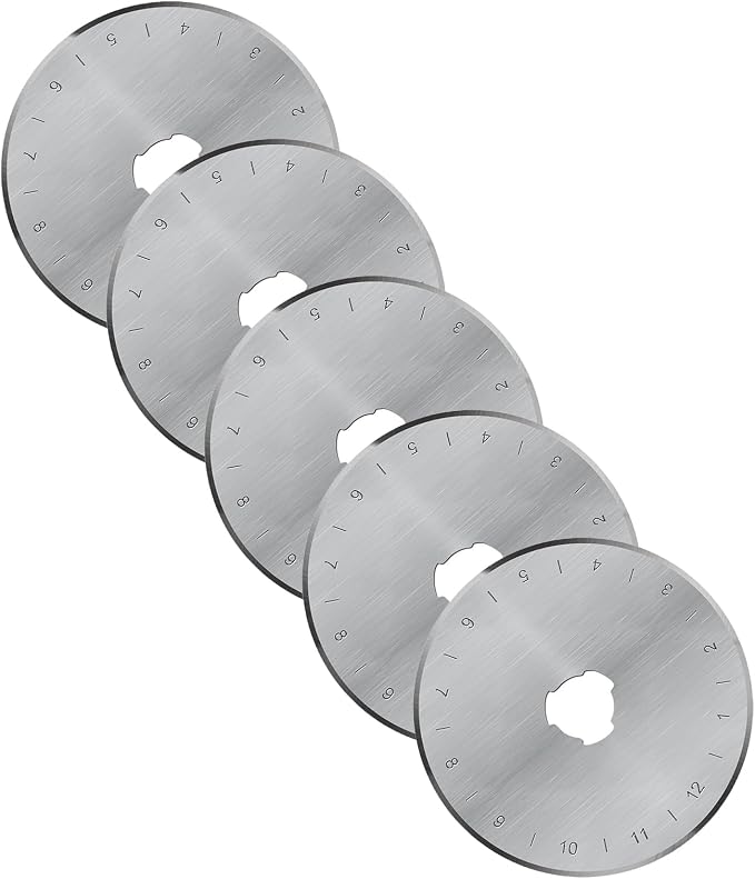 45mm Rotary Cutter Blades 5-Pack Replacement Blades Fits Fits Fiskars, OLFA,Martelli,Dremel,Truecut,DAFA for Quilting Scrapbooking Sewing Arts & Crafts Sharp and Durable Cutter Blade (silver)